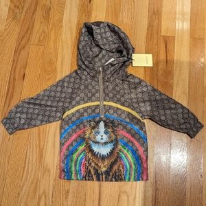 Gucci Kids Hypnotic Cat Half Zip Pull Over Windbreaker sz 2